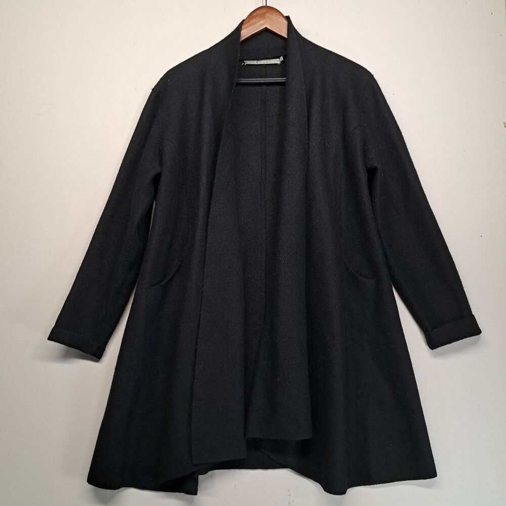 Alicia Adams Alpaca Swing Coat Open Front Large Alpaca Wool Blend